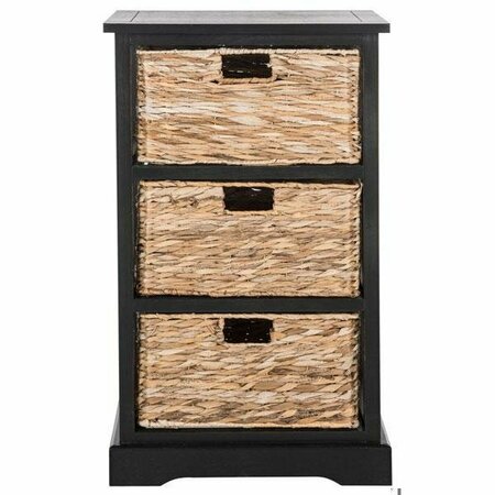 SAFAVIEH Halle Storage Side Table- Distressed Black - 29.5 x 13.4 x 17.3 in. AMH5738A